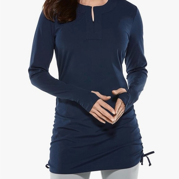 Coolibar Hokulani Ruche Swim Shirt Blue print. XXS. UPF 50+ - Picture 11 of 11